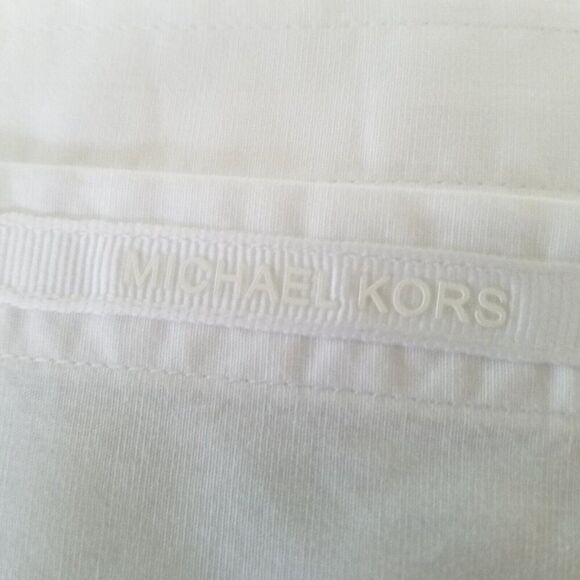 Michael Kors Trim Stretch Mens Shirt Size Large White Short Sleeve Button Front - Picture 8 of 13